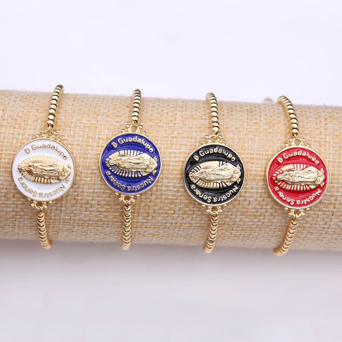 Elegant Simple Style Portrait Faith Copper Enamel Plating 18k Gold Plated Bracelets