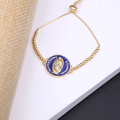 Elegant Simple Style Portrait Faith Copper Enamel Plating 18k Gold Plated Bracelets