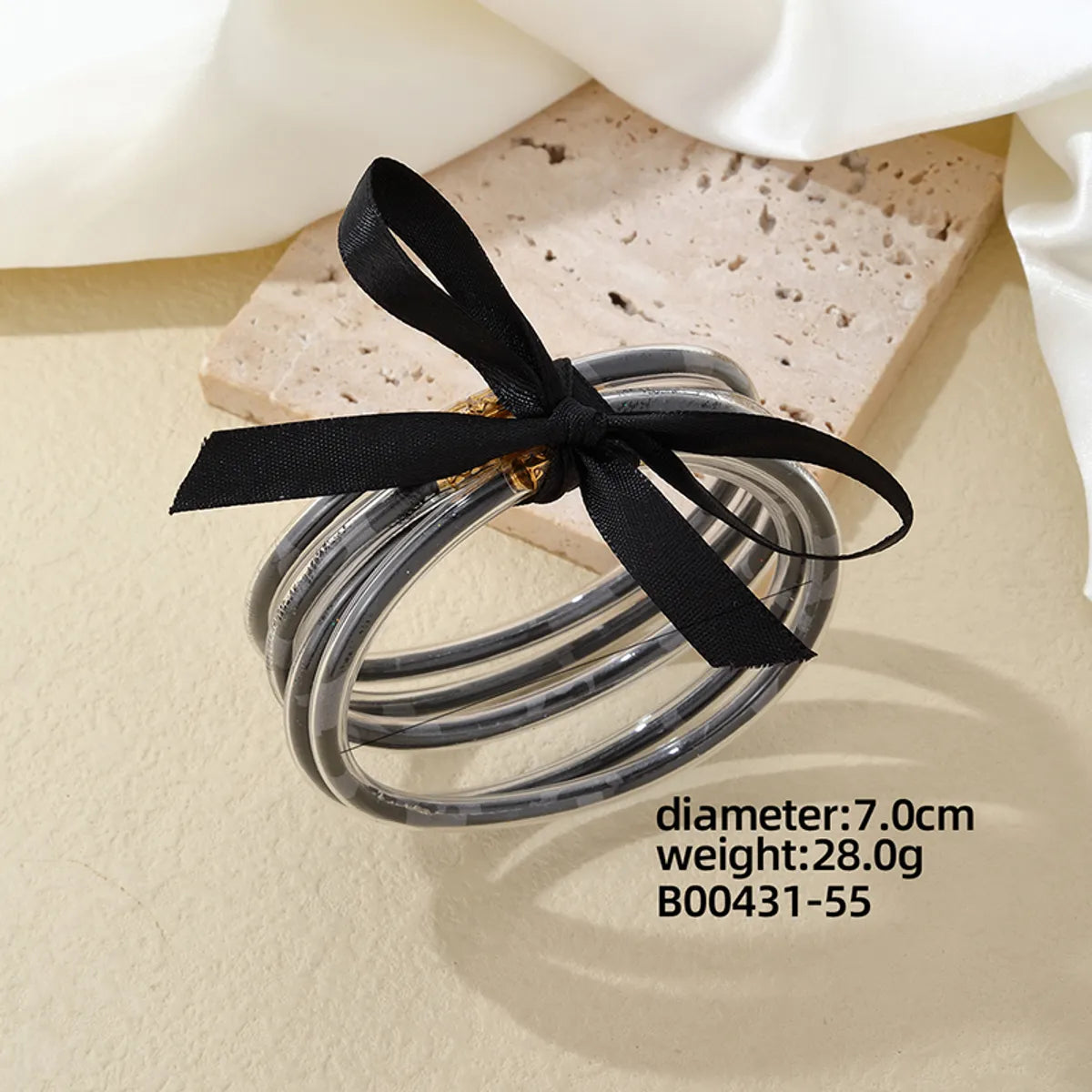 Wholesale Jewelry Elegant Simple Style Printing Bow Knot Silica Gel Braid Appliques Bangle