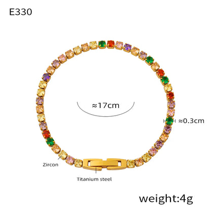 Elegant Simple Style Quadrilateral Round 304 Stainless Steel 18K Gold Plated Zircon Bracelets In Bulk