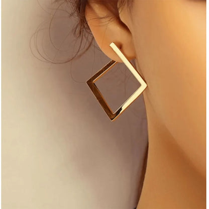 1 Pair Elegant Simple Style Rhombus Iron Ear Studs