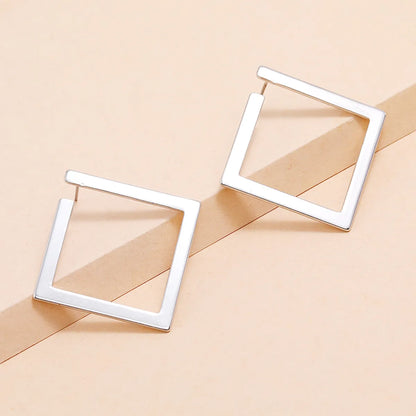 1 Pair Elegant Simple Style Rhombus Iron Ear Studs