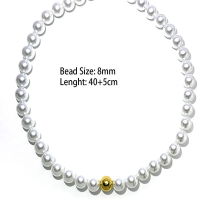 Elegant Simple Style Round 18K Gold Plated Imitation Pearl Wholesale Necklace