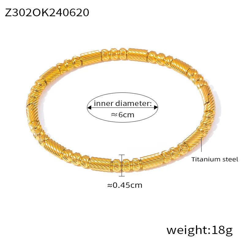 Elegant Simple Style Round 304 Stainless Steel 18K Gold Plated Bangle In Bulk