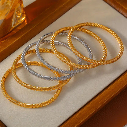 Elegant Simple Style Round 304 Stainless Steel 18K Gold Plated Bangle In Bulk