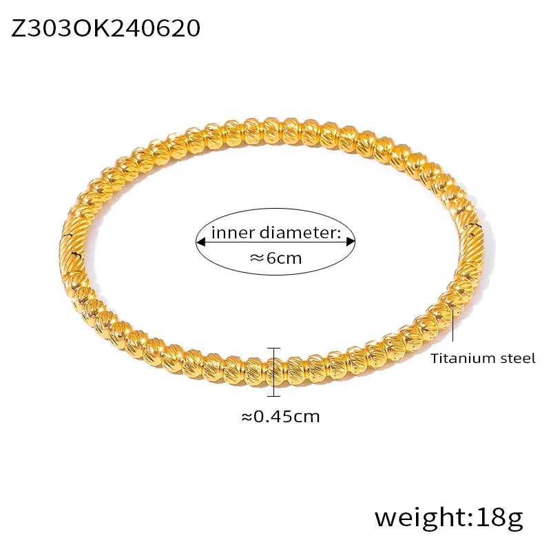 Elegant Simple Style Round 304 Stainless Steel 18K Gold Plated Bangle In Bulk