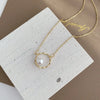 Elegant Simple Style Round Alloy Plating Inlay Artificial Pearls Gold Plated Women'S Necklace
