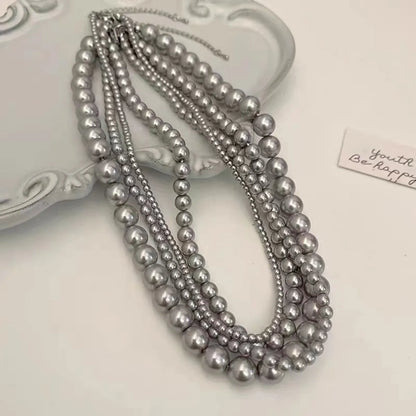 Elegant Simple Style Round Imitation Pearl Alloy Beaded Plating Women's Necklace