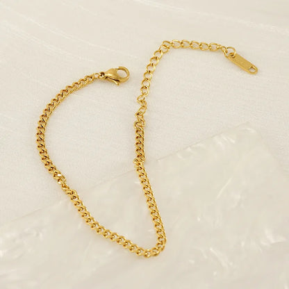 Elegant Simple Style Round Solid Color 304 Stainless Steel 18K Gold Plated Bracelets In Bulk