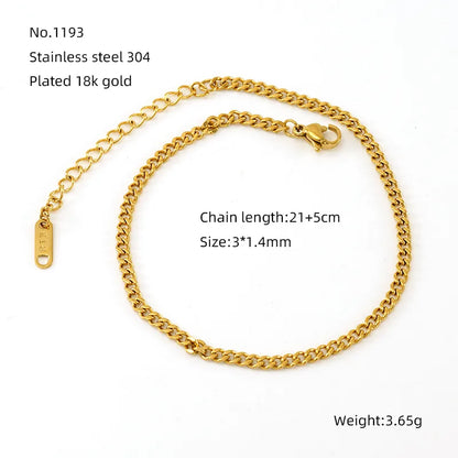 Elegant Simple Style Round Solid Color 304 Stainless Steel 18K Gold Plated Bracelets In Bulk