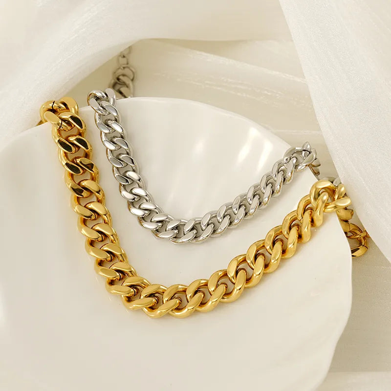 Elegant Simple Style Round Solid Color 304 Stainless Steel 18K Gold Plated Bracelets In Bulk