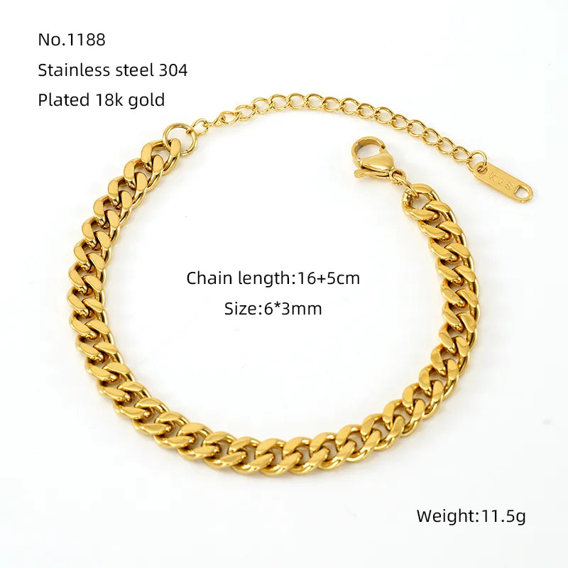 Elegant Simple Style Round Solid Color 304 Stainless Steel 18K Gold Plated Bracelets In Bulk