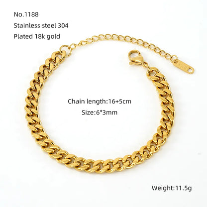 Elegant Simple Style Round Solid Color 304 Stainless Steel 18K Gold Plated Bracelets In Bulk