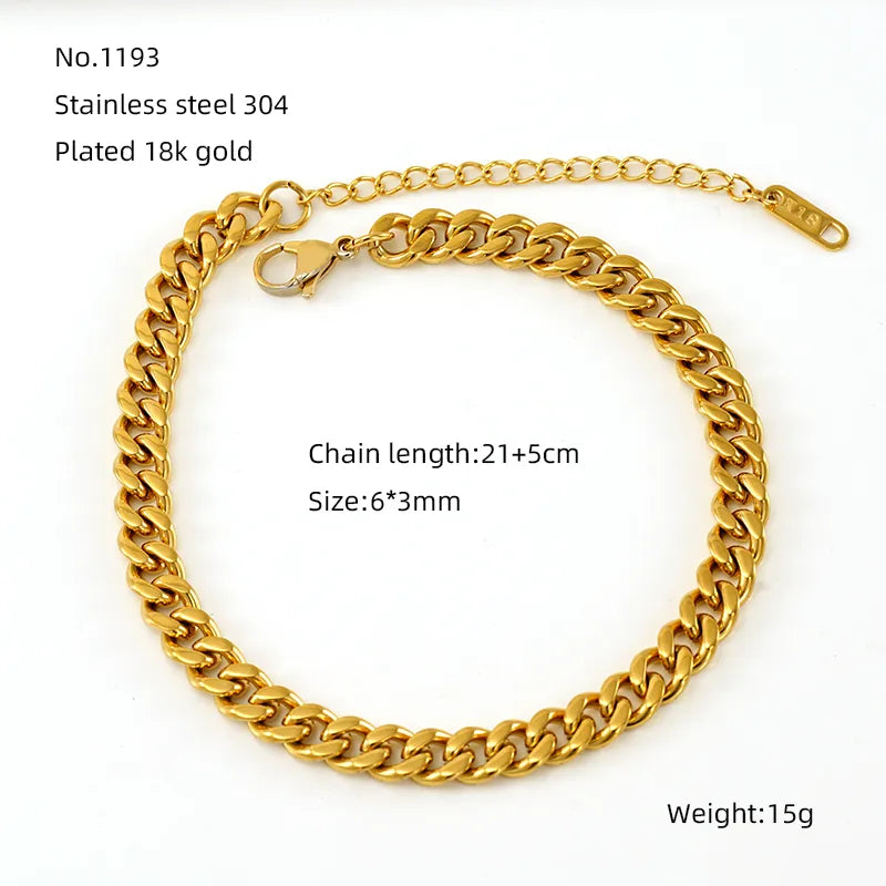 Elegant Simple Style Round Solid Color 304 Stainless Steel 18K Gold Plated Bracelets In Bulk