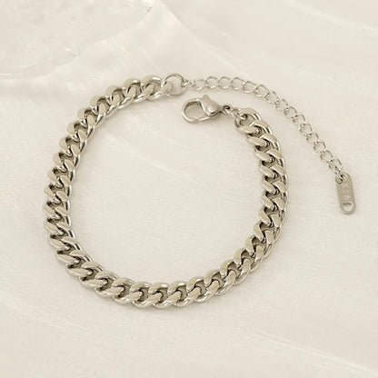 Elegant Simple Style Round Solid Color 304 Stainless Steel 18K Gold Plated Bracelets In Bulk