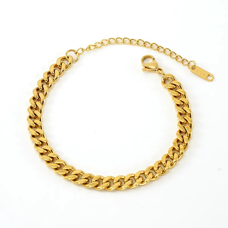 Elegant Simple Style Round Solid Color 304 Stainless Steel 18K Gold Plated Bracelets In Bulk