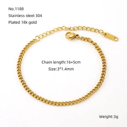 Elegant Simple Style Round Solid Color 304 Stainless Steel 18K Gold Plated Bracelets In Bulk