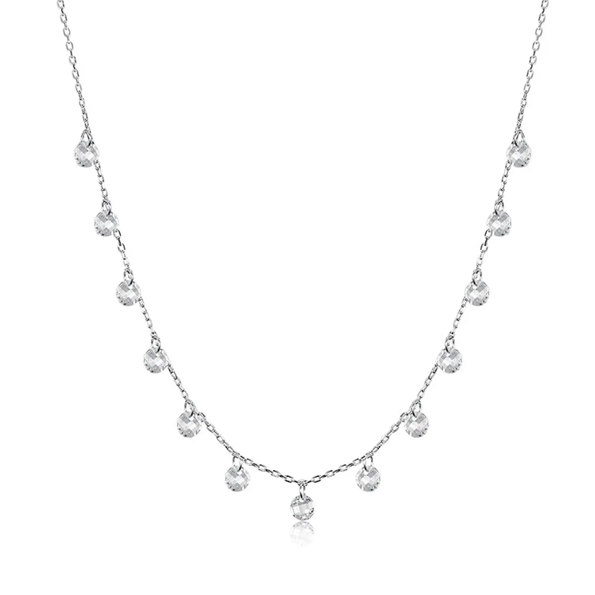 Elegant Simple Style Round Water Droplets Sterling Silver Inlay Zircon Necklace