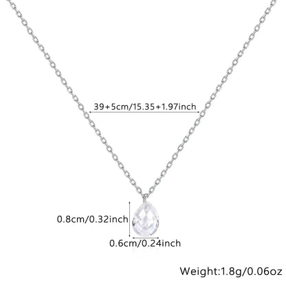 Elegant Simple Style Round Water Droplets Sterling Silver Inlay Zircon Necklace