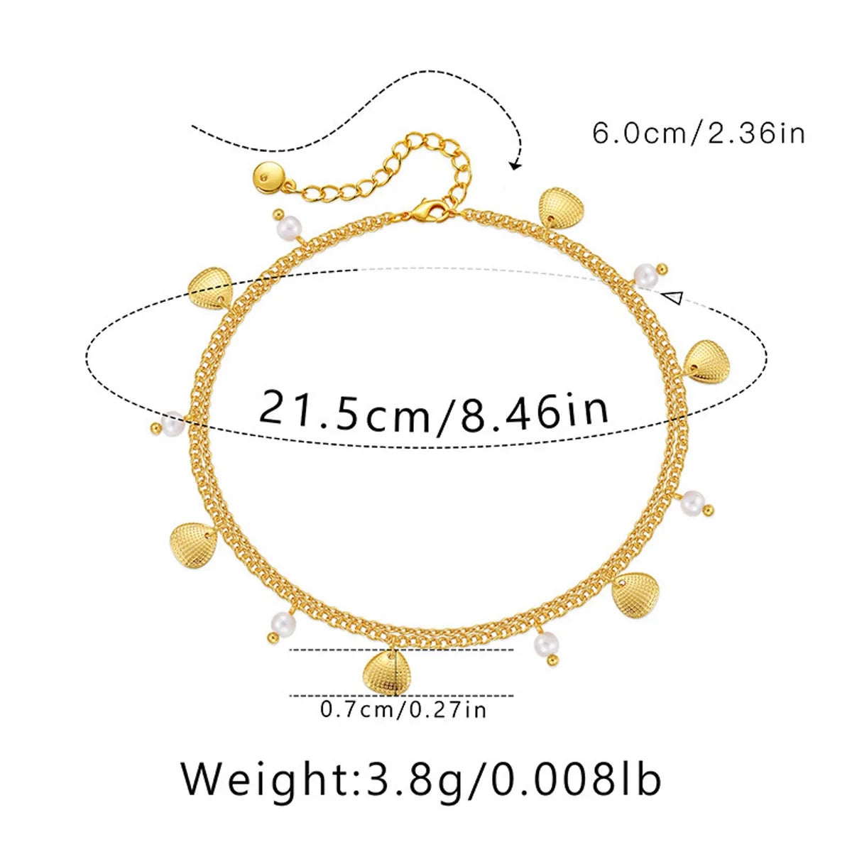 Elegant Simple Style Shell Imitation Pearl Alloy 18K Gold Plated Women's Anklet