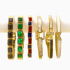 Elegant Simple Style Shiny Geometric Titanium Steel Gold Plated Artificial Gemstones Shell Bangle In Bulk