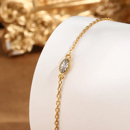 Elegant Simple Style Shiny Leaf Sterling Silver Plating Inlay Diamond Zircon 18k Gold Plated Pendant Necklace