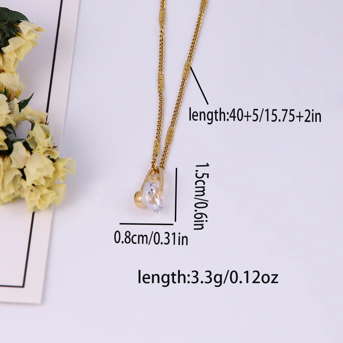 Elegant Simple Style Shiny Round Square Stainless Steel Copper Plating Inlay Zircon 18k Gold Plated Pendant Necklace