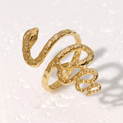 Elegant Simple Style Snake Stainless Steel Plating 18k Gold Plated Open Rings