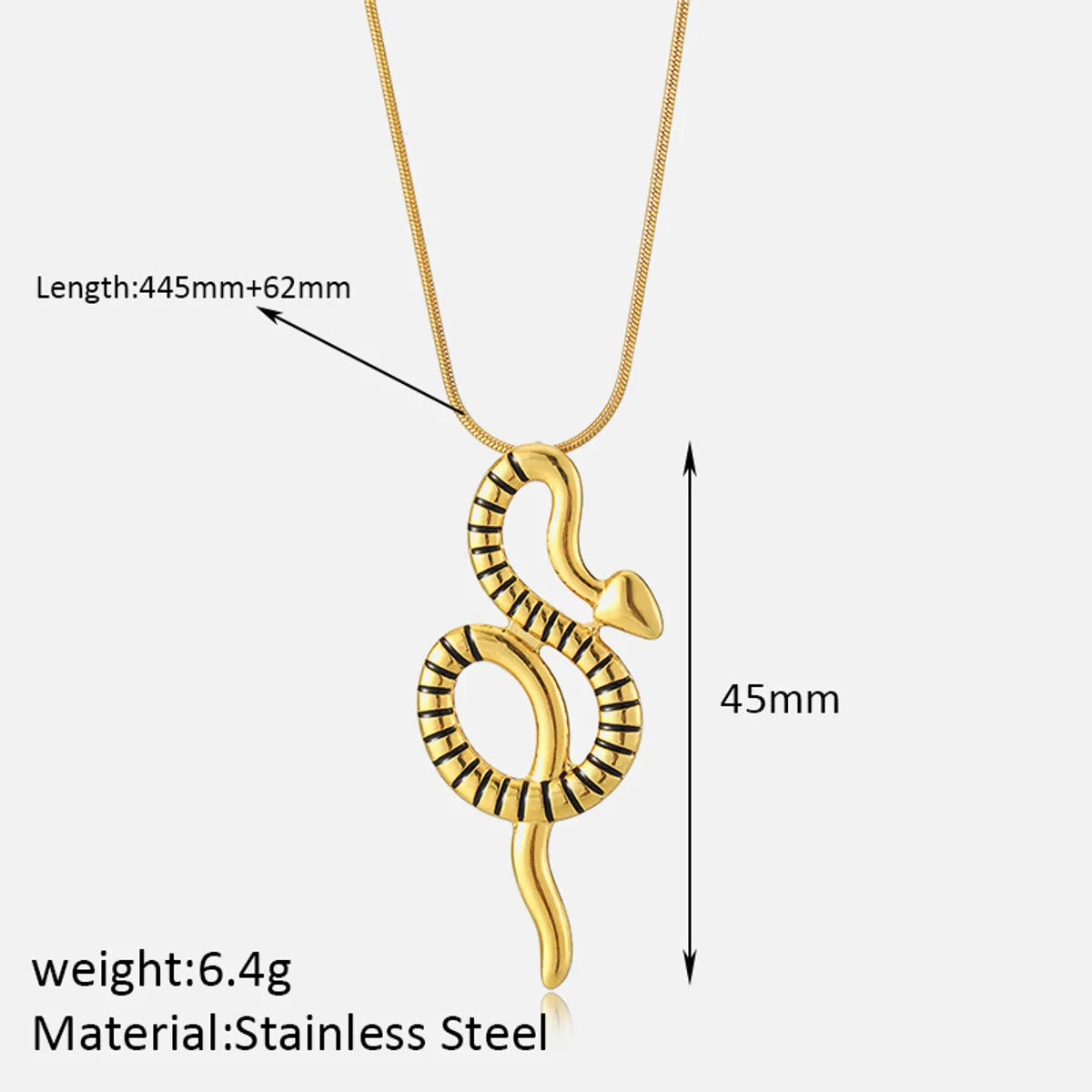 Elegant Simple Style Snake Stainless Steel Plating 18k Gold Plated Pendant Necklace