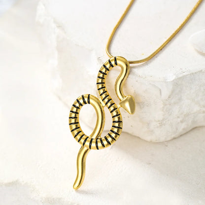 Elegant Simple Style Snake Stainless Steel Plating 18k Gold Plated Pendant Necklace