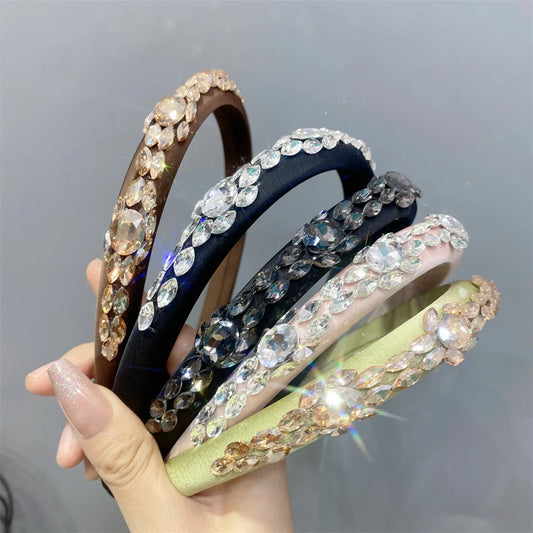 Elegant Simple Style Solid Color Cloth Inlay Rhinestones Hair Band