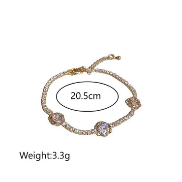 Elegant Simple Style Solid Color Flower Zircon Alloy Wholesale Bracelets