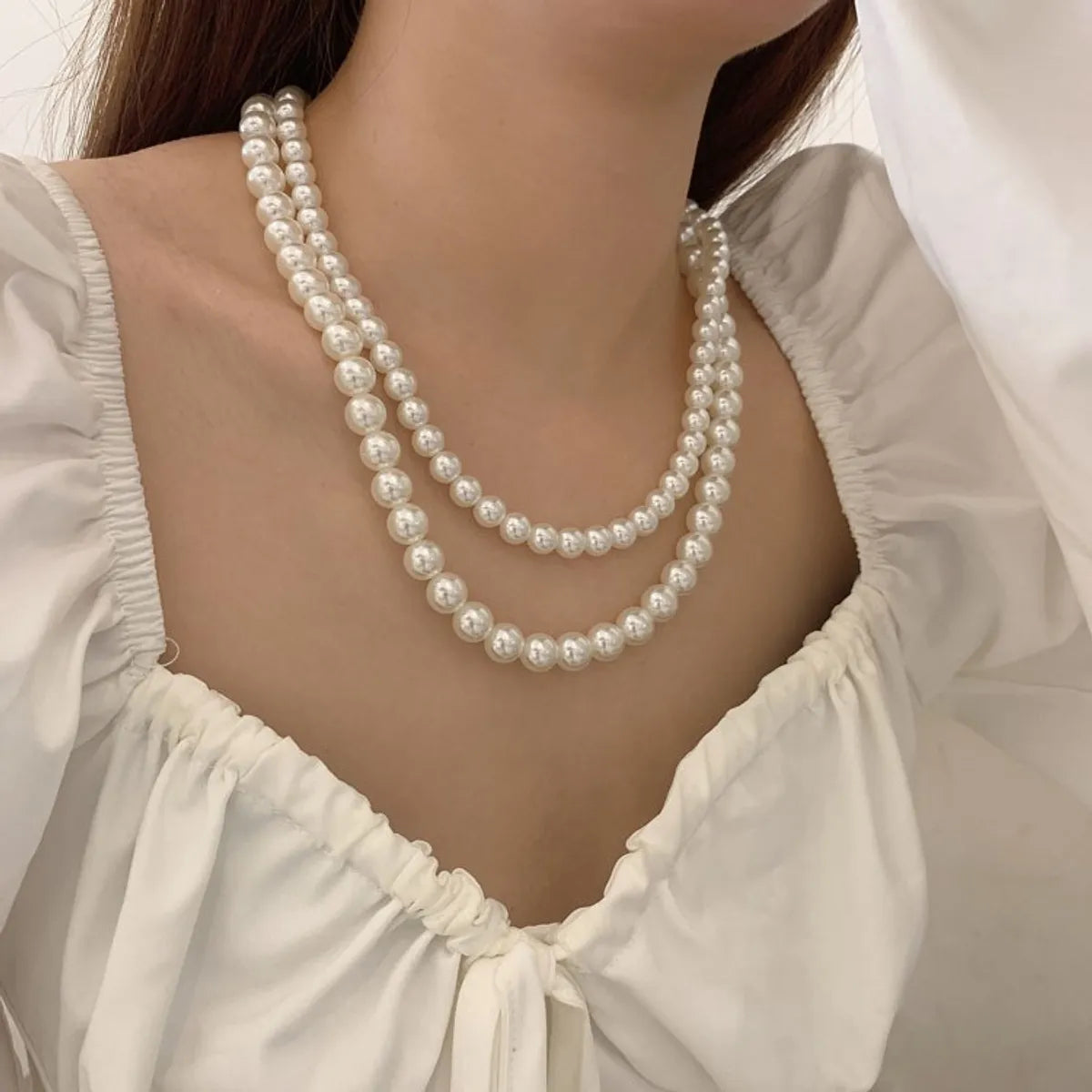 Elegant Simple Style Solid Color Artificial Pearls Imitation Pearl Wholesale Necklace