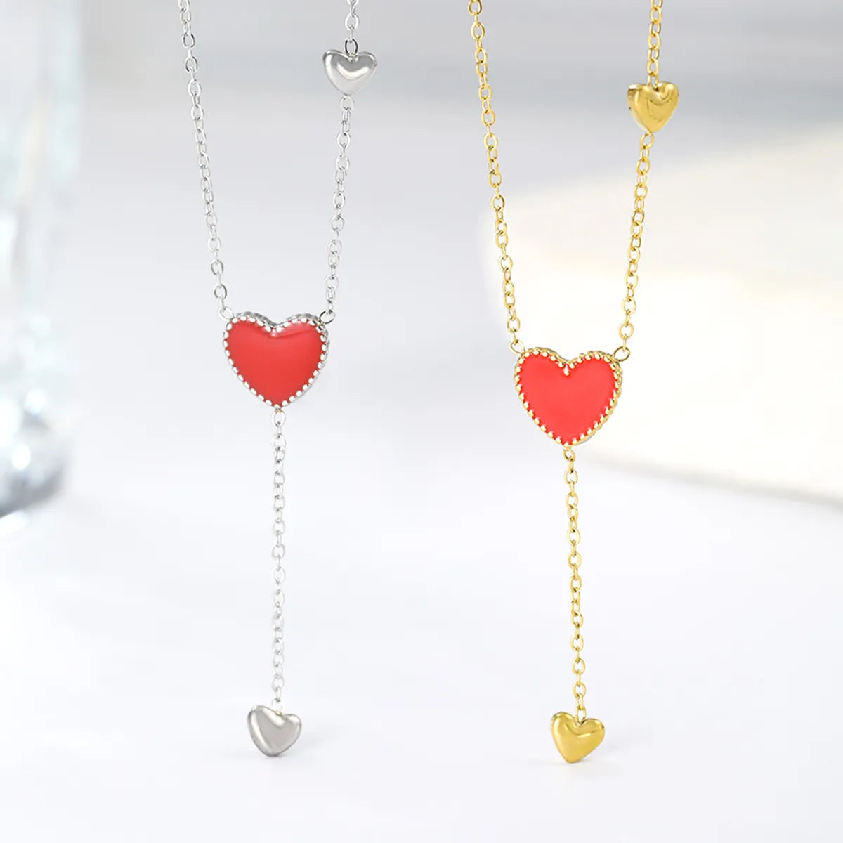 Elegant Simple Style Solid Color Stainless Steel Plating 18k Gold Plated Pendant Necklace