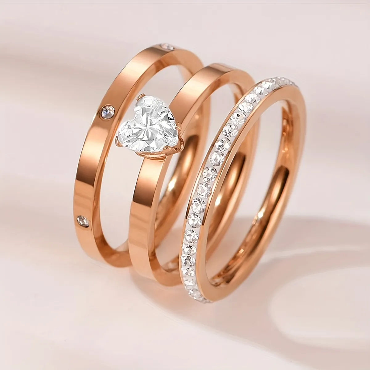 Wholesale Jewelry Elegant Simple Style Solid Color 304 Stainless Steel Zircon Gold Plated Plating Inlay Rings