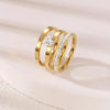 Wholesale Jewelry Elegant Simple Style Solid Color 304 Stainless Steel Zircon Gold Plated Plating Inlay Rings
