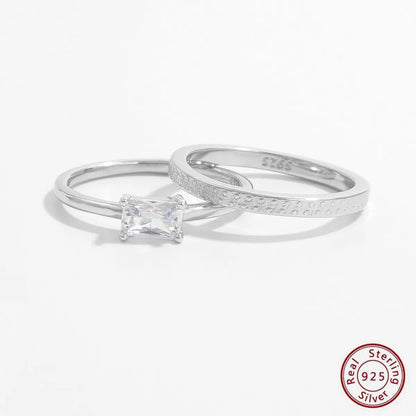 Elegant Simple Style Solid Color Sterling Silver Plating Inlay Zircon White Gold Plated Rhodium Plated Rings