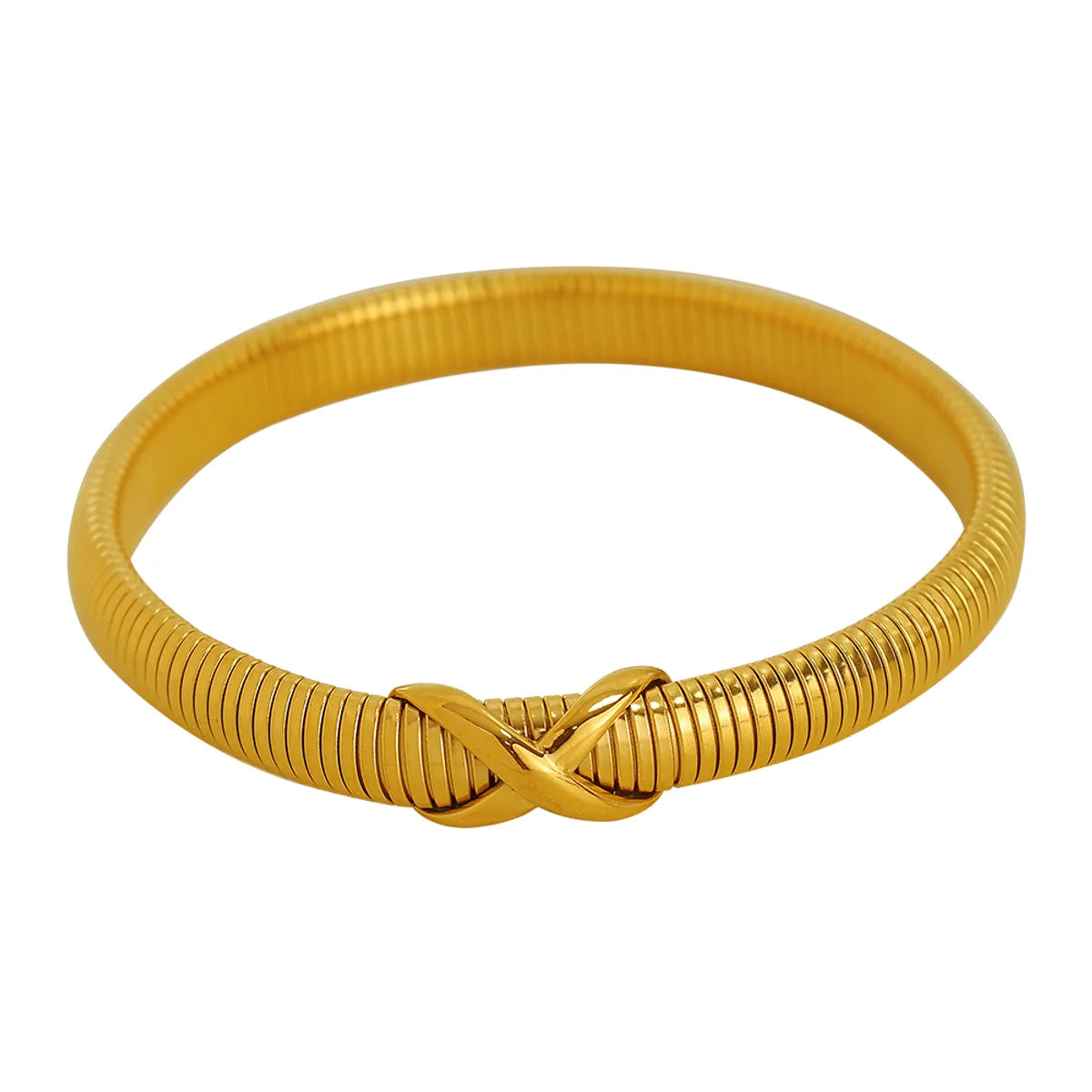 Elegant Simple Style Solid Color Titanium Steel Plating 18k Gold Plated Bangle