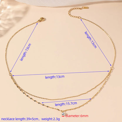 Elegant Simple Style Solid Color Titanium Steel Plating Inlay Rhinestones 18k Gold Plated Necklace