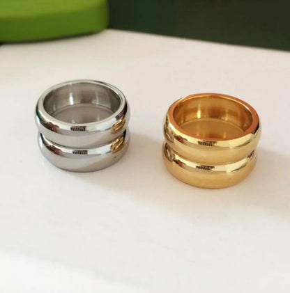 Wholesale Jewelry Elegant Simple Style Solid Color 304 Stainless Steel Titanium Steel 18K Gold Plated Plating Wide Band Rings