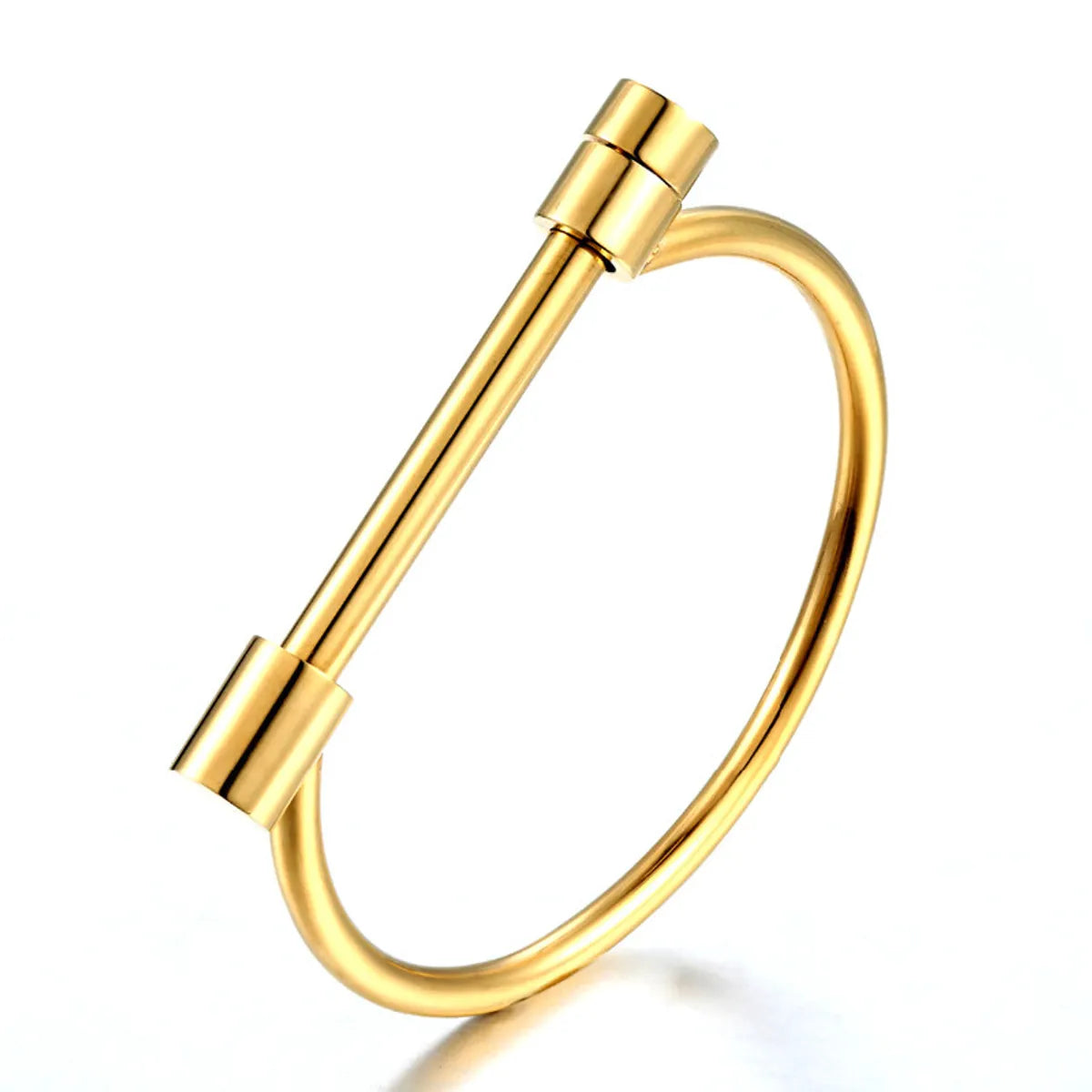 Elegant Simple Style Solid Color Titanium Steel Polishing Plating 18k Gold Plated Bangle