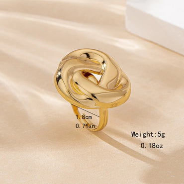 Elegant Simple Style Solid Color Twist Ferroalloy Women'S Adjustable Ring