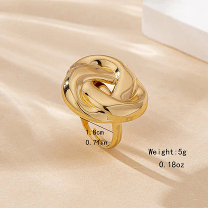 Elegant Simple Style Solid Color Twist Ferroalloy Women'S Adjustable Ring