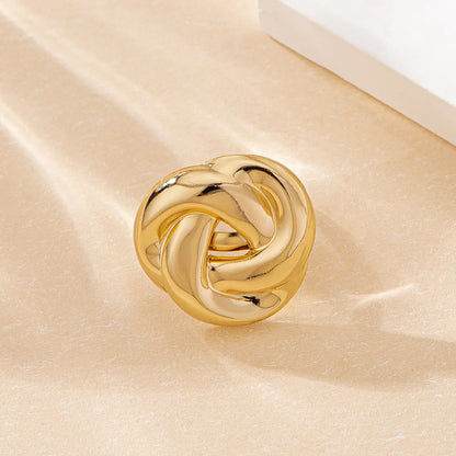 Elegant Simple Style Solid Color Twist Ferroalloy Women'S Adjustable Ring