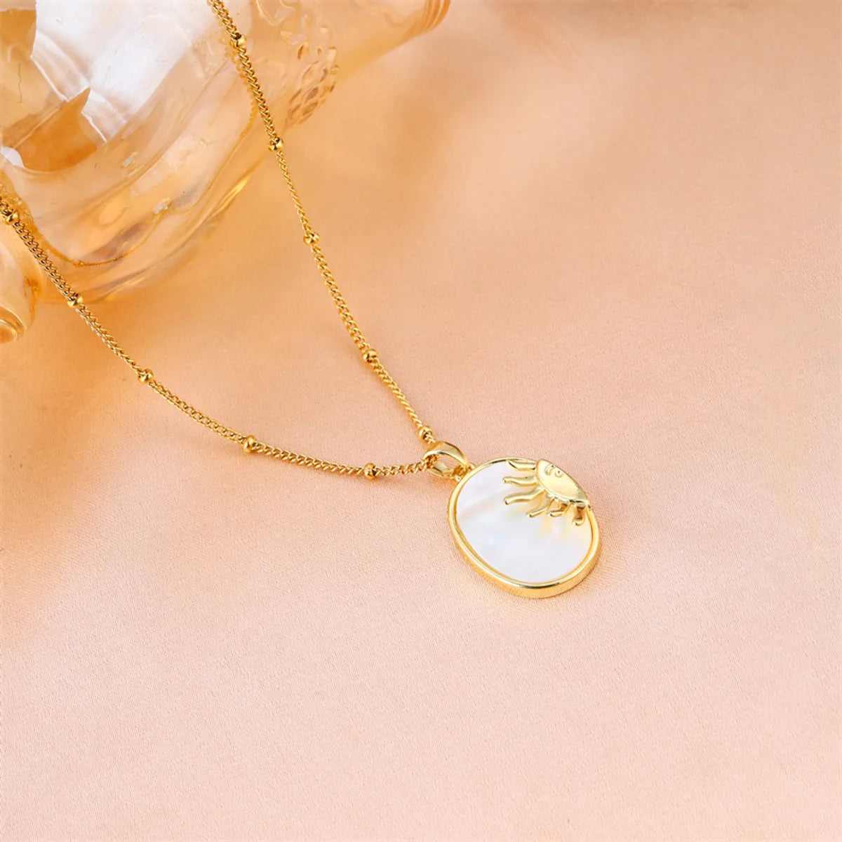 Elegant Simple Style Square Stainless Steel Beaded Plating 18k Gold Plated Pendant Necklace