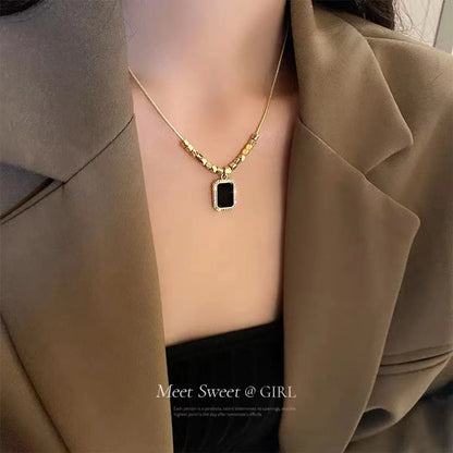 Elegant Simple Style Square Stainless Steel Titanium Steel Plating Pendant Necklace