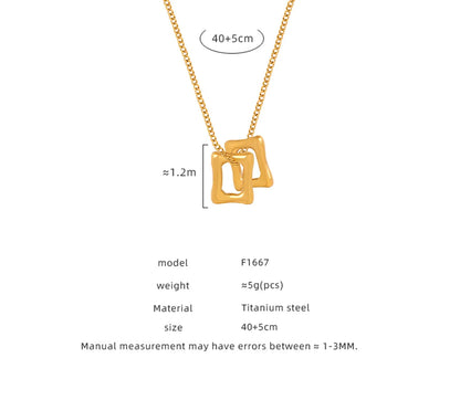 Elegant Simple Style Square Titanium Steel Plating 18k Gold Plated Pendant Necklace