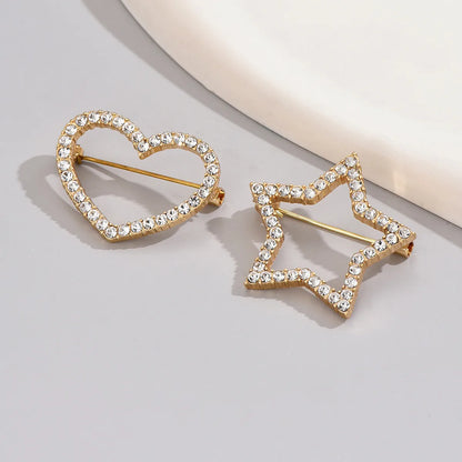 Elegant Simple Style Star Heart Shape Rhinestone Inlay Rhinestones Women'S Brooches 1 Piece