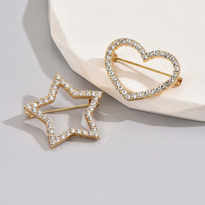 Elegant Simple Style Star Heart Shape Rhinestone Inlay Rhinestones Women'S Brooches 1 Piece