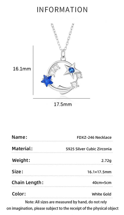 Elegant Simple Style Star Sterling Silver Plating Inlay Zircon Pendant Necklace